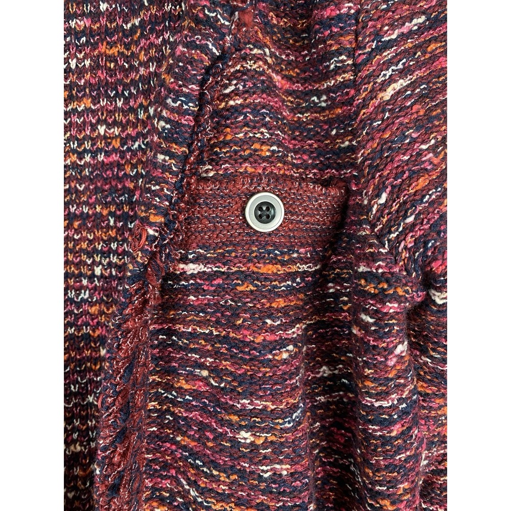 J. Jill Women's XS Burgundy Wine Marled Open Fringed Cardigan Sweater - Picture 2 of 6